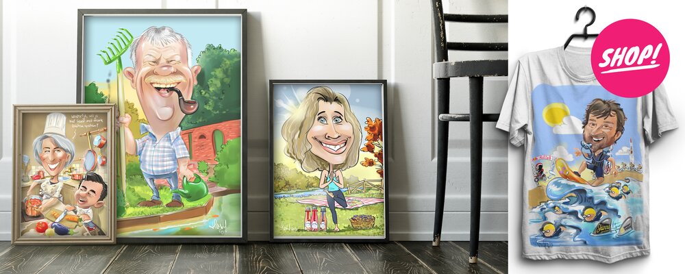 karikatuur met achtergrond, vanaf € 260,00